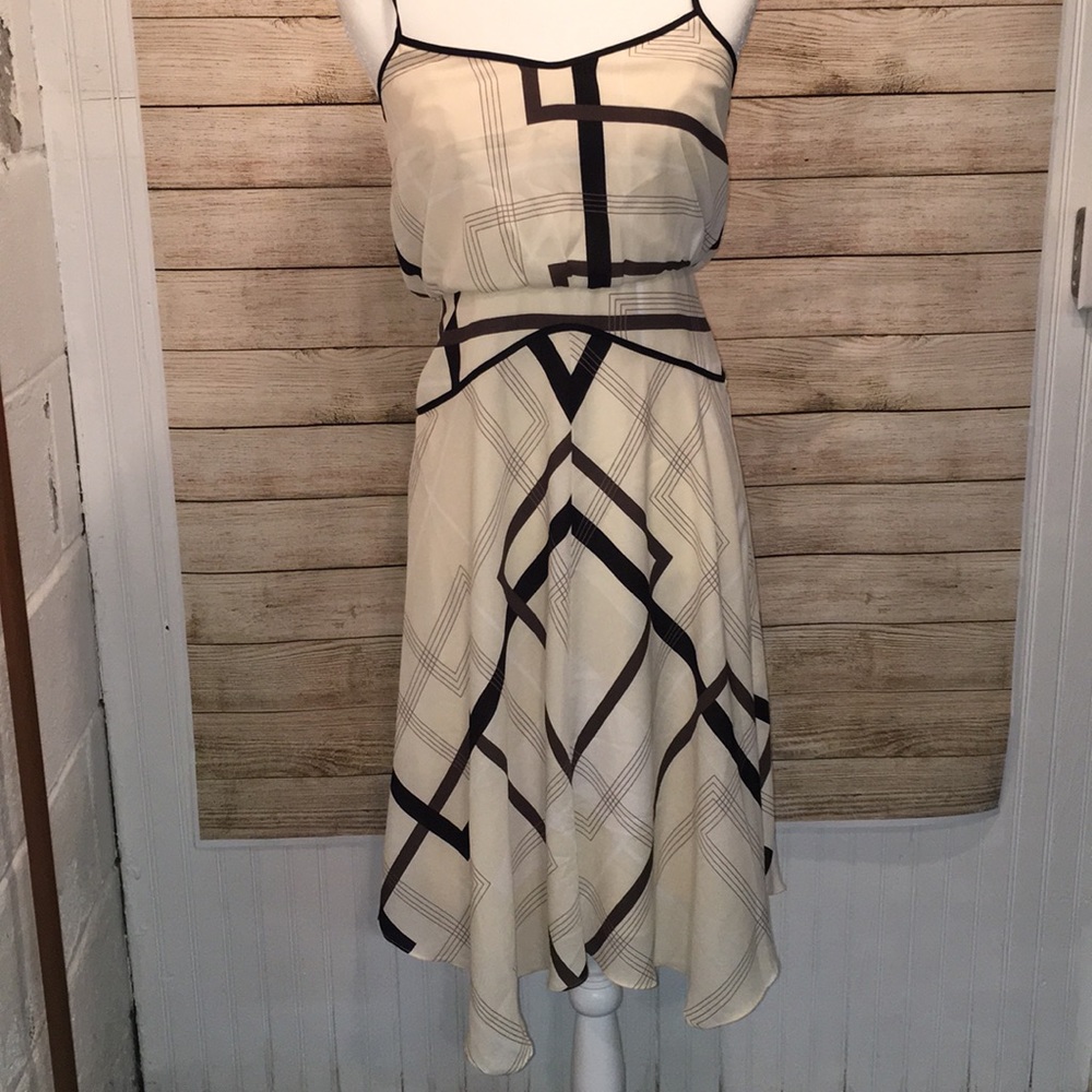 Banana Republic Cream and Black Geometric Dress
